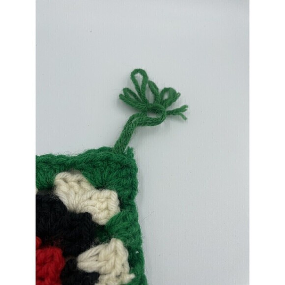 Vintage Granny Square Christmas Stockings Holiday White Red Green 22” Crochet - Picture 5 of 8